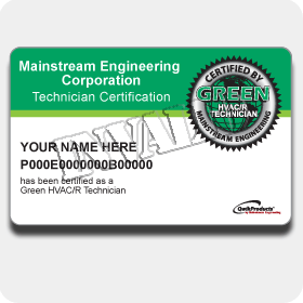Green HVAC/R Certification Card