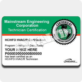 HC/HFO Certification Card