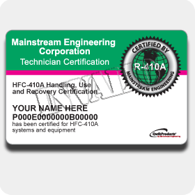 R-410A Certification Card